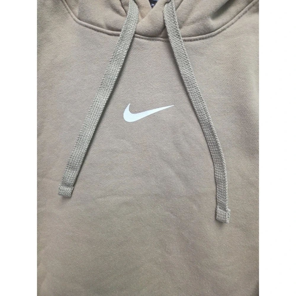 Nike Pullover Hoodie Men's Med Center Swoosh Nike‎ logo (brown) down sleeves Tan